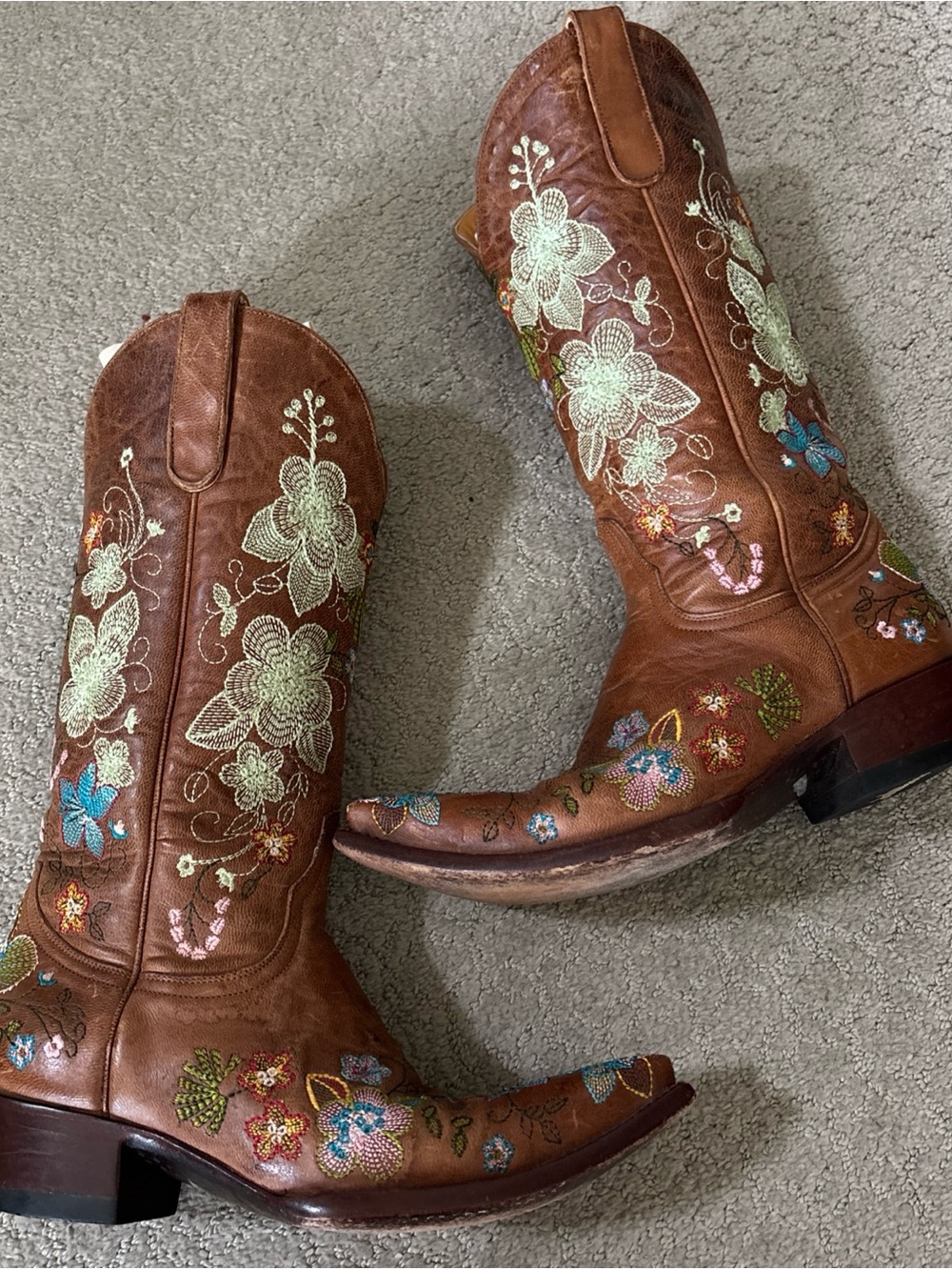 Old Gringo Brown Leather Embroidered Floral Western Boots